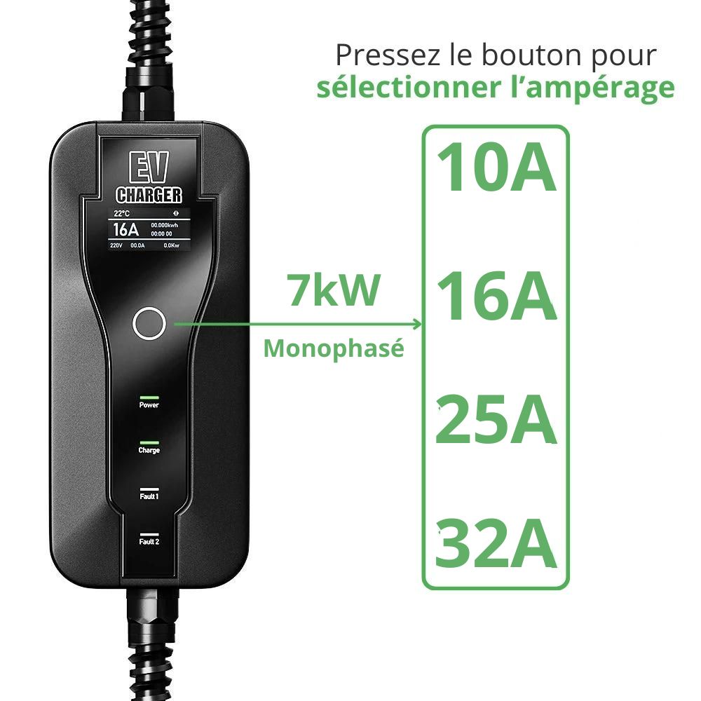 Câble de recharge voiture électrique,Chargeur Portable 7 KW